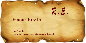 Roder Ervin névjegykártya